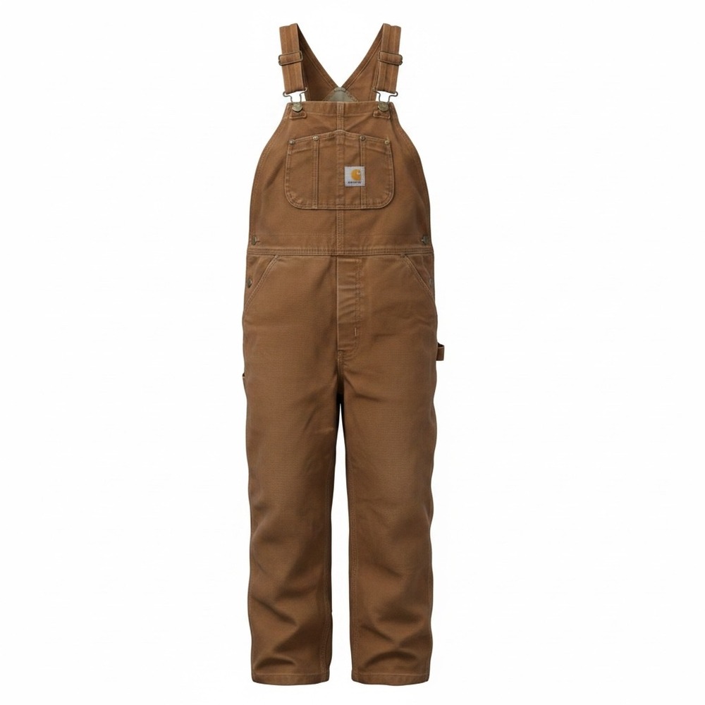 Carhartt Bib Overalls Kids Size 7 Brown Double Knee Duck Canvas
